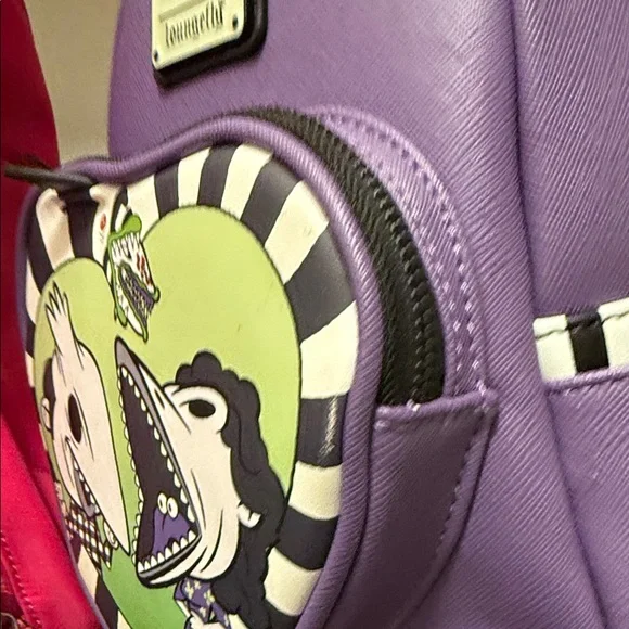 Loungefly Purple and Green Beetlejuice Backpack - Picture 3 of 7